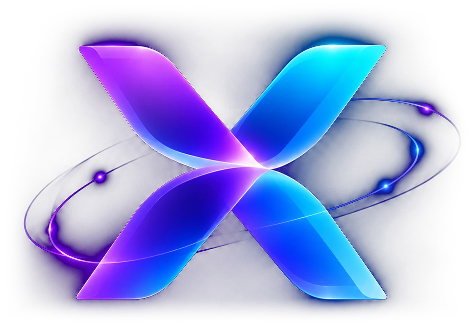 Светящийся сине-фиолетовый X — знак Opora X